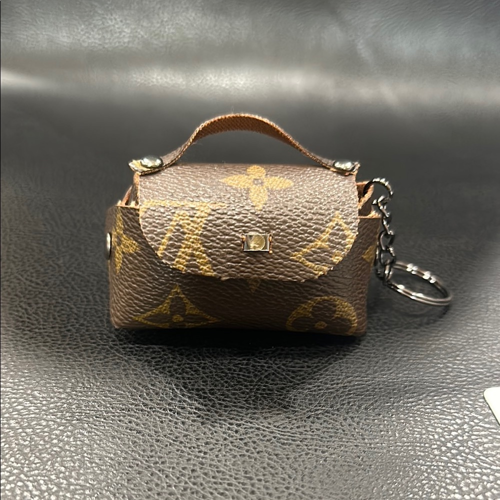 Upcycled Louis Vuitton Brown Monogram Mini Bag Charm/airpod Bag